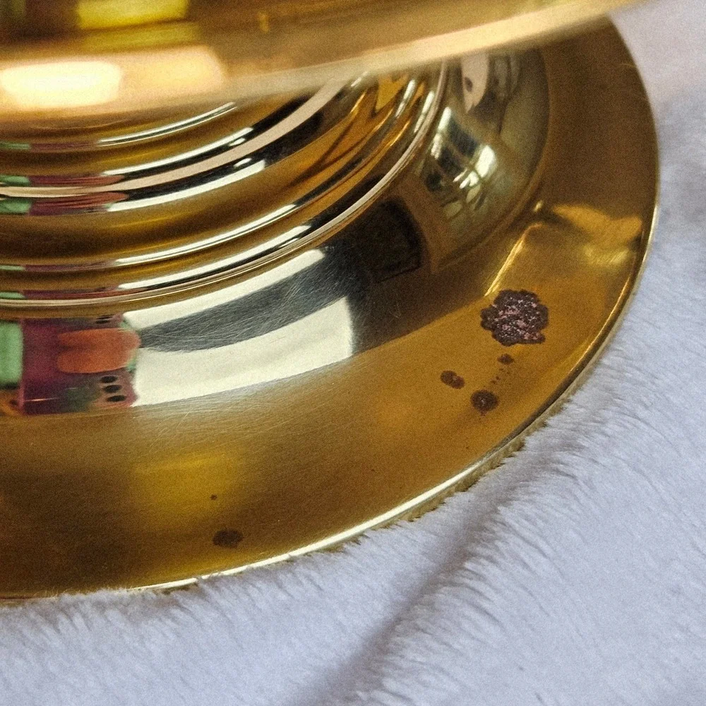 Baldwin Brass Gold Polished Finger Loop Chamberstick‎ Candlestick Holder USA Vtg